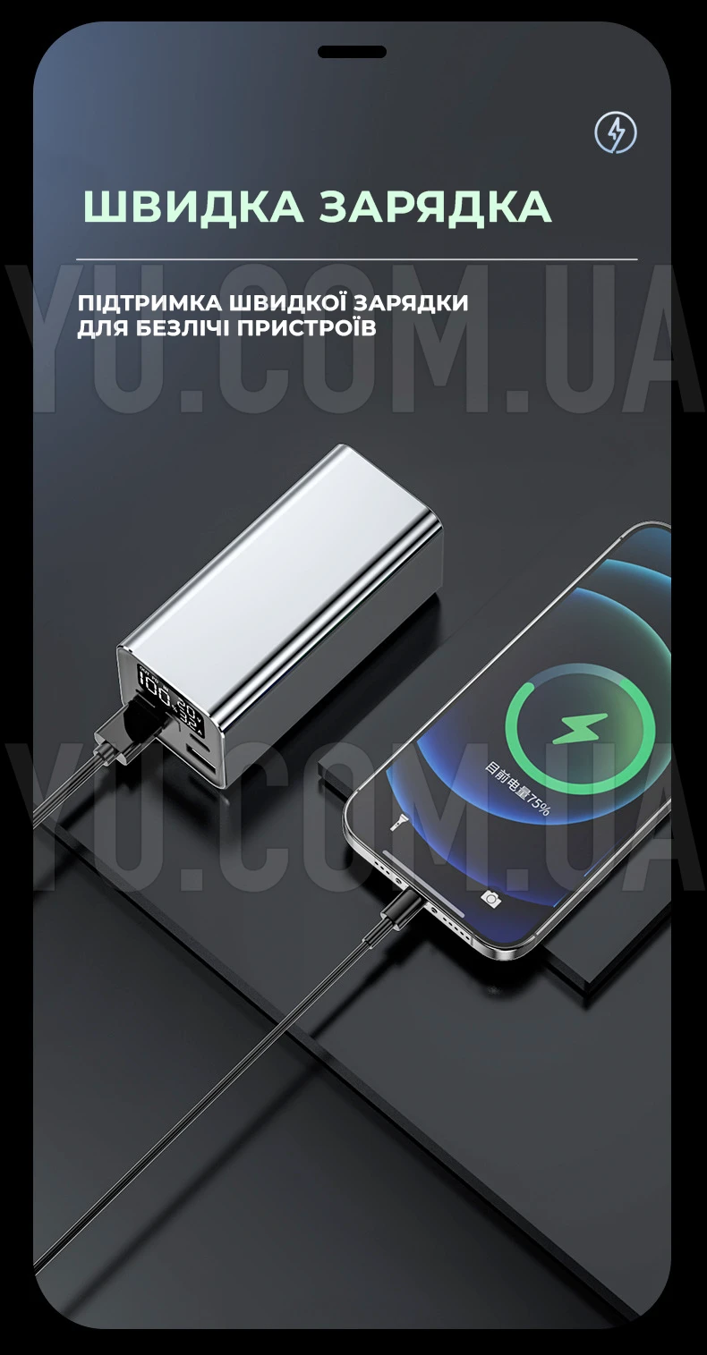 Зовнішній акумулятор Power Bank KP PD-65 20000 мАг 65Вт PD+QC3.0 Зовнішній акумулятор Power Bank KP PD-65 20000 мАг 65Вт PD+QC3.0